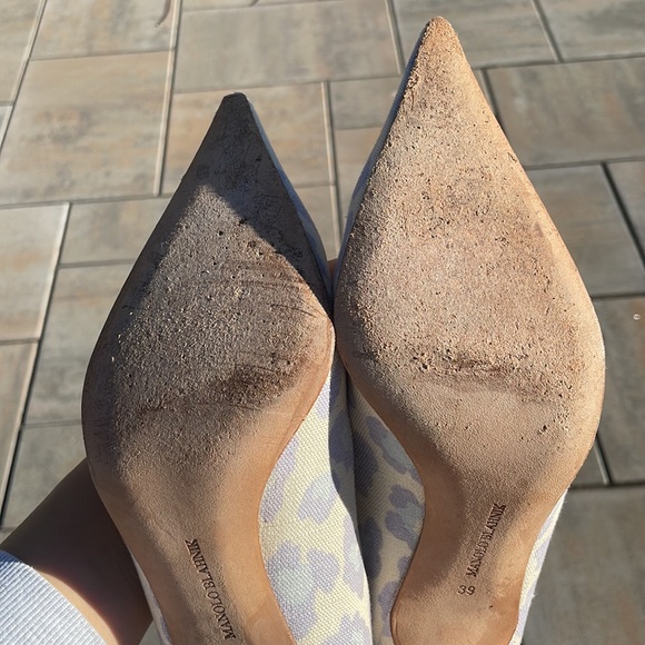 Manolo Blahnik Canvas Animal Print Pumps - Picture 7 of 11